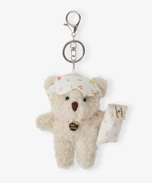 [논로컬 X 설찌] Blooming Floral Sleepy Bear Keyring - Light Beige