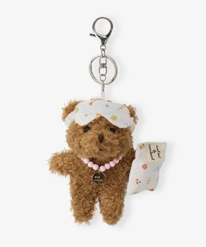 [논로컬 X 설찌] Blooming Floral Sleepy Bear Keyring - Brown