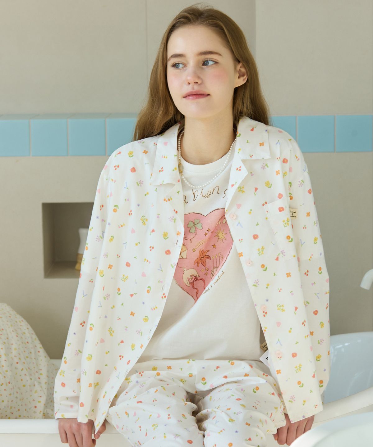 논로컬(NONLOCAL) [논로컬 X 설찌] Blooming Floral Sleepwear - Flower Multi