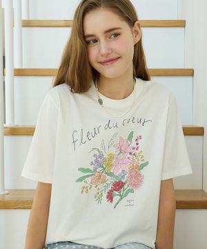 [논로컬 X 설찌] Flower Garden Hand-Drawing T-Shirt - White
