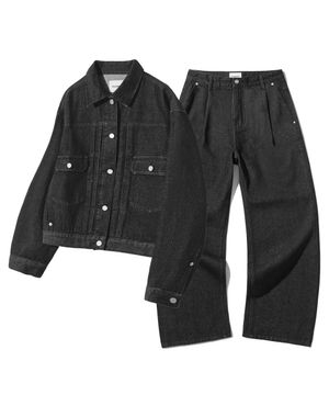 [스토커즈 pick] [SET]데님 트러커 셋 업-블랙