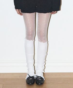 프릴 트임 레그워머 화이트