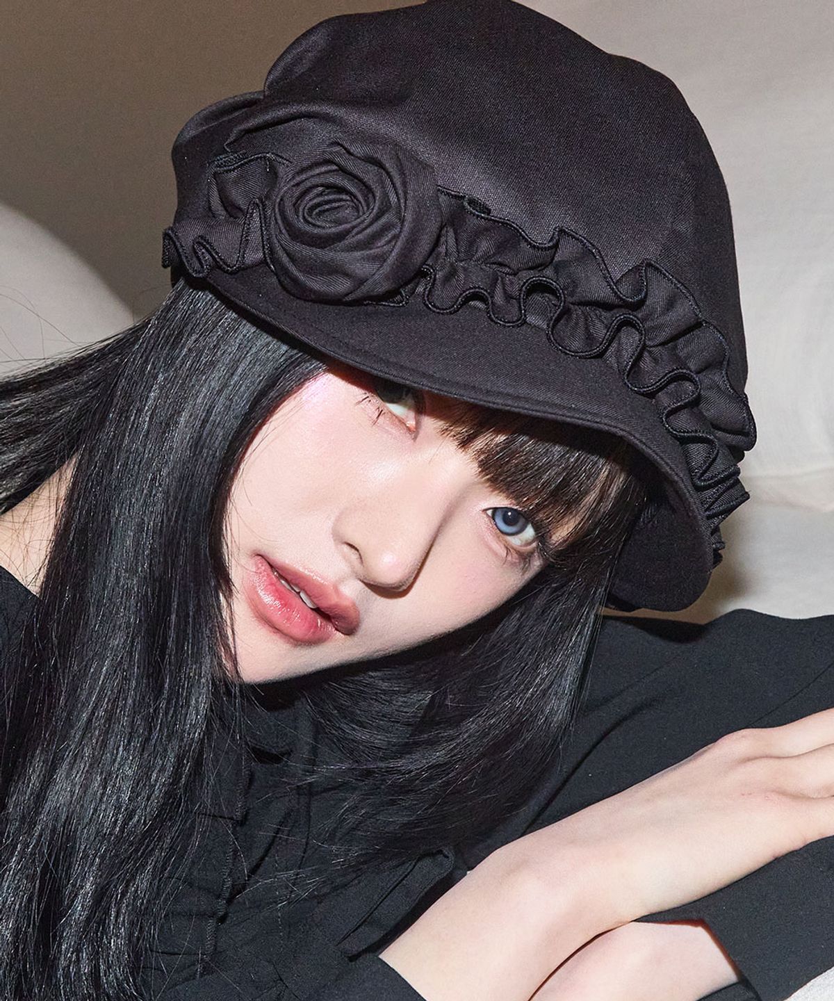 일리고(ILLIGO) 플레르 러플 헌팅캡 블랙