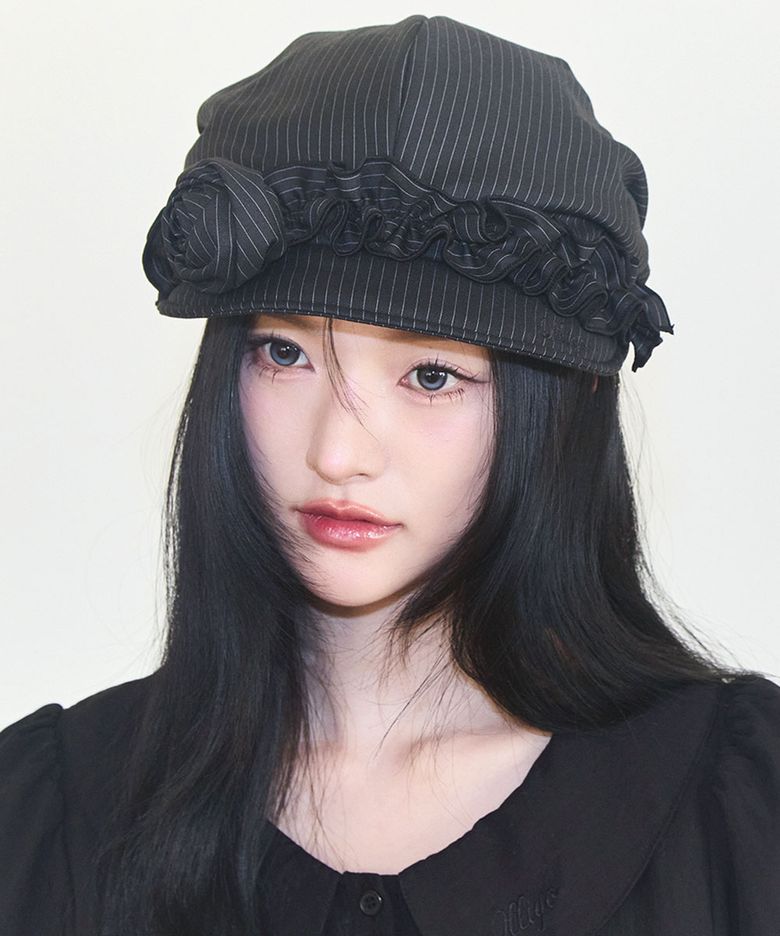 플레르 러플 헌팅캡 블랙 스트라이프