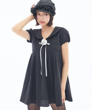 세일러 카라 원피스 블랙