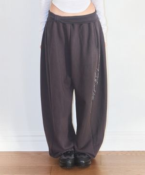 레이스 리본 스웻 팬츠 차콜