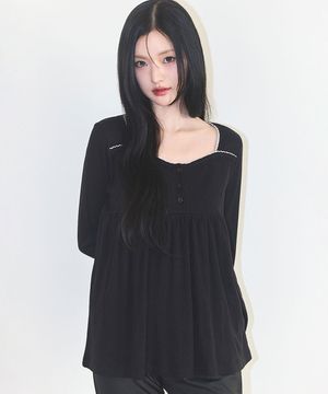 플레어 셔링 롱슬리브 블랙