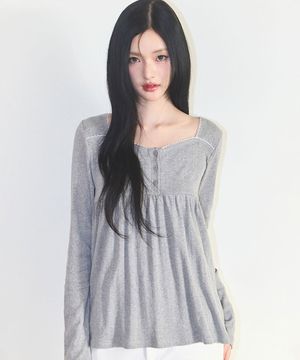 플레어 셔링 롱슬리브 멜란지