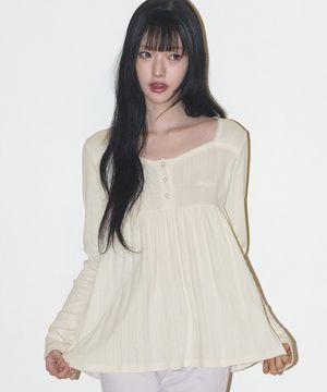 플레어 셔링 롱슬리브 크림