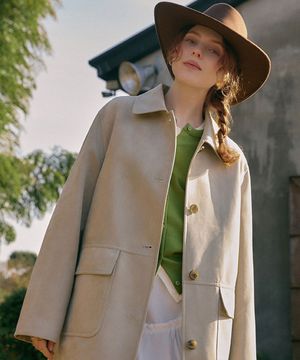 [신세틱레더] 여성 스웨이드 하프 코트_SPJLG12W15