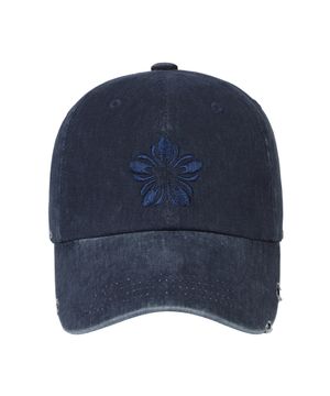 [런웨이] 무궁 자수 피그먼트 볼캡_네이비