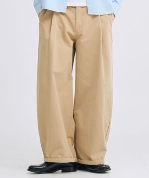 원턱 배럴핏 코튼팬츠 (베이지)