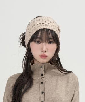 W 크로쉐 니트 헤어 밴드 (BEIGE)
