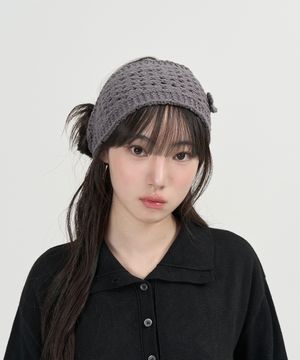 W 크로쉐 니트 헤어 밴드 (GREY)