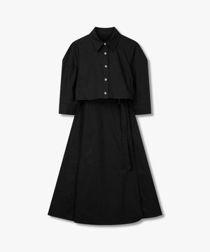 셔츠 레이어드 플레어 원피스_블랙_7224337002