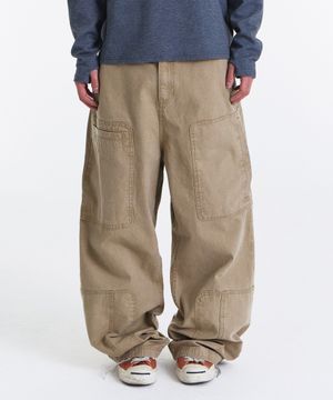 Asym Vintage Cargo Pants (Washed Beige)