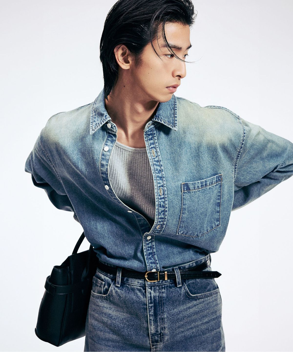 티엔지티(TNGT) Oversize Denim Shirts (Vintage Blue) TNSH6E105B2