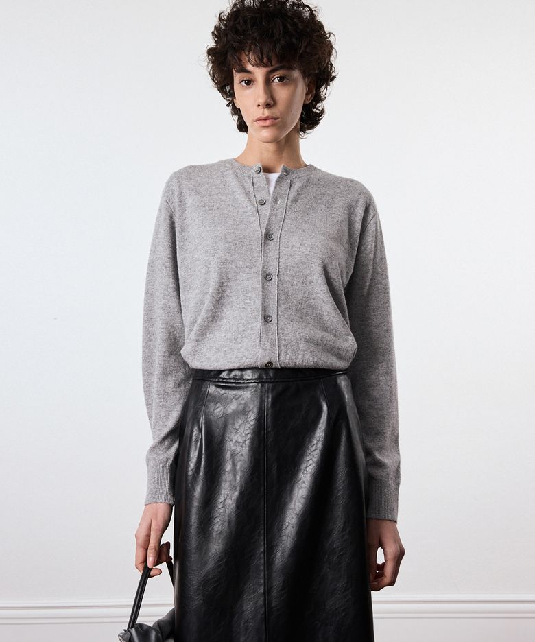 W Cashmere Blend Knit Cardigan (Grey) TNSW6E100G2