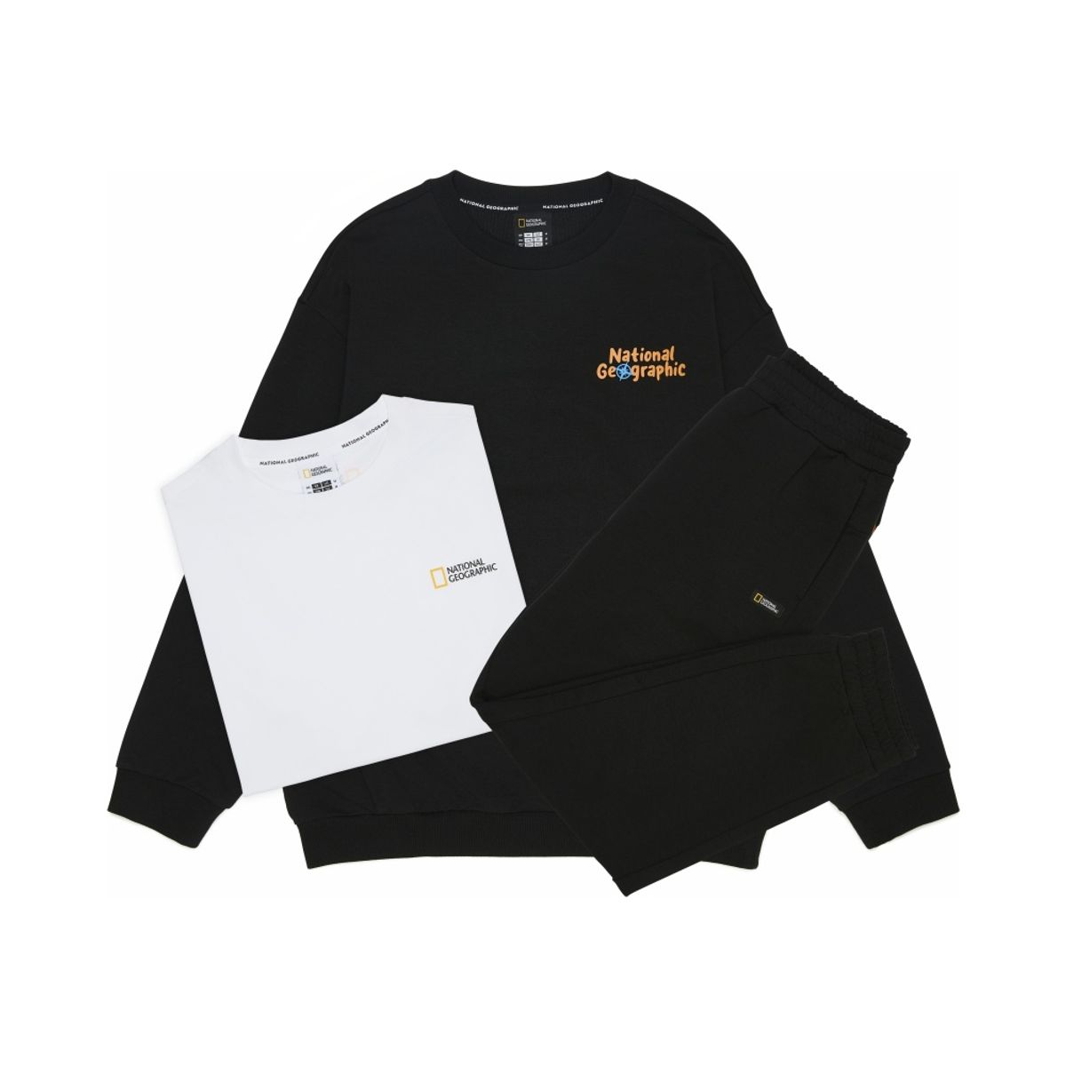 내셔널지오그래픽 키즈(NATIONAL GEOGRAPHIC KIDS) K265UPB901 맨투맨 3PCS SET CARBON BLACK