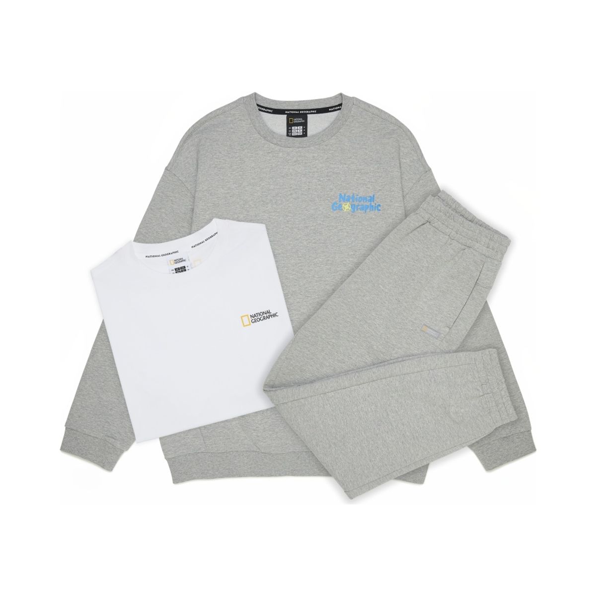 내셔널지오그래픽 키즈(NATIONAL GEOGRAPHIC KIDS) K265UPB901 맨투맨 3PCS SET M/GREY