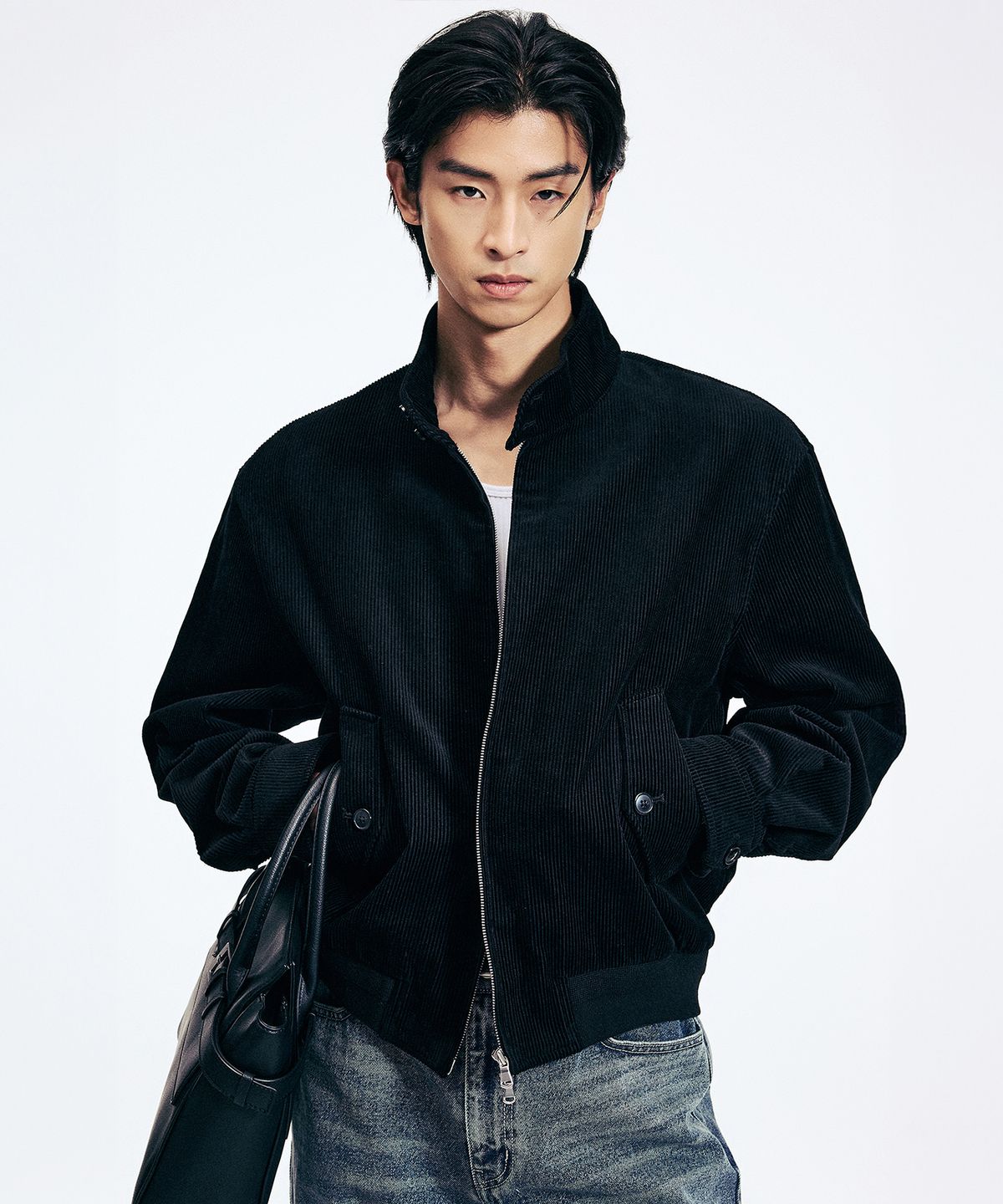 티엔지티(TNGT) Corduroy Harrington Jumper (Black) TNJU6E101BK