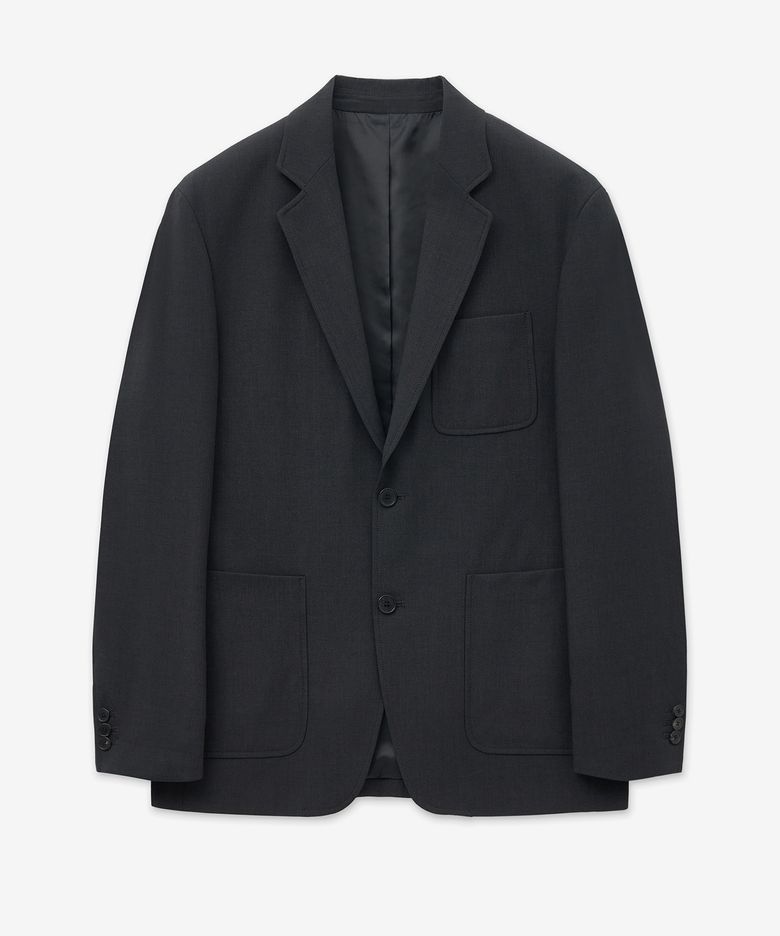 Wool Blend Office Jacket (Dark Grey) TNJA6E109CG