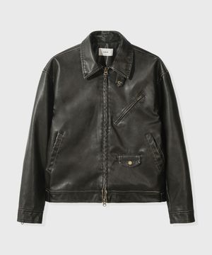 [데일리룸 PICK] 카라드 페이크 레더 자켓_브라운