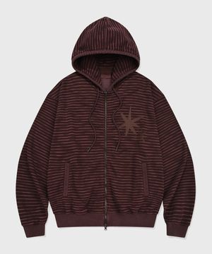 스트라이프 다잉 후드 집업_버건디