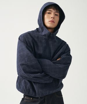 [사은품 증정] 체크 후드 바람막이_네이비