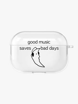 (Moon) Good music saves bad days Airpods Case (For 1,2,3,4, Pro, Pro2,Pro3)