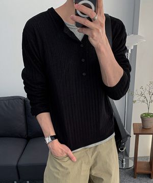 [데일리룸 PICK] 워셔블 쿨터치 헨리넥 크롭 니트_블랙