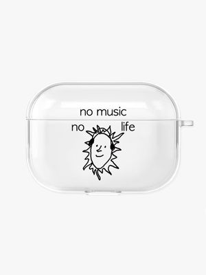 (Sun) No music no life Airpods Case (For 1,2,3,4, Pro, Pro2,Pro3)