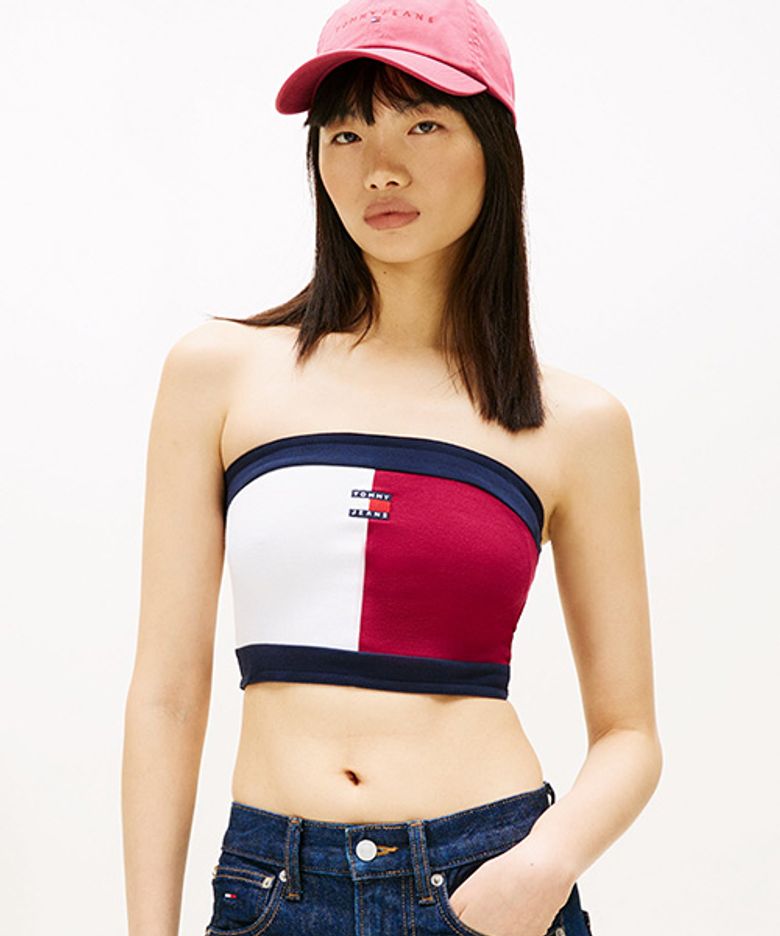 플래그 배지 튜브 탑 (T32G0TTO47TWT1VLC)