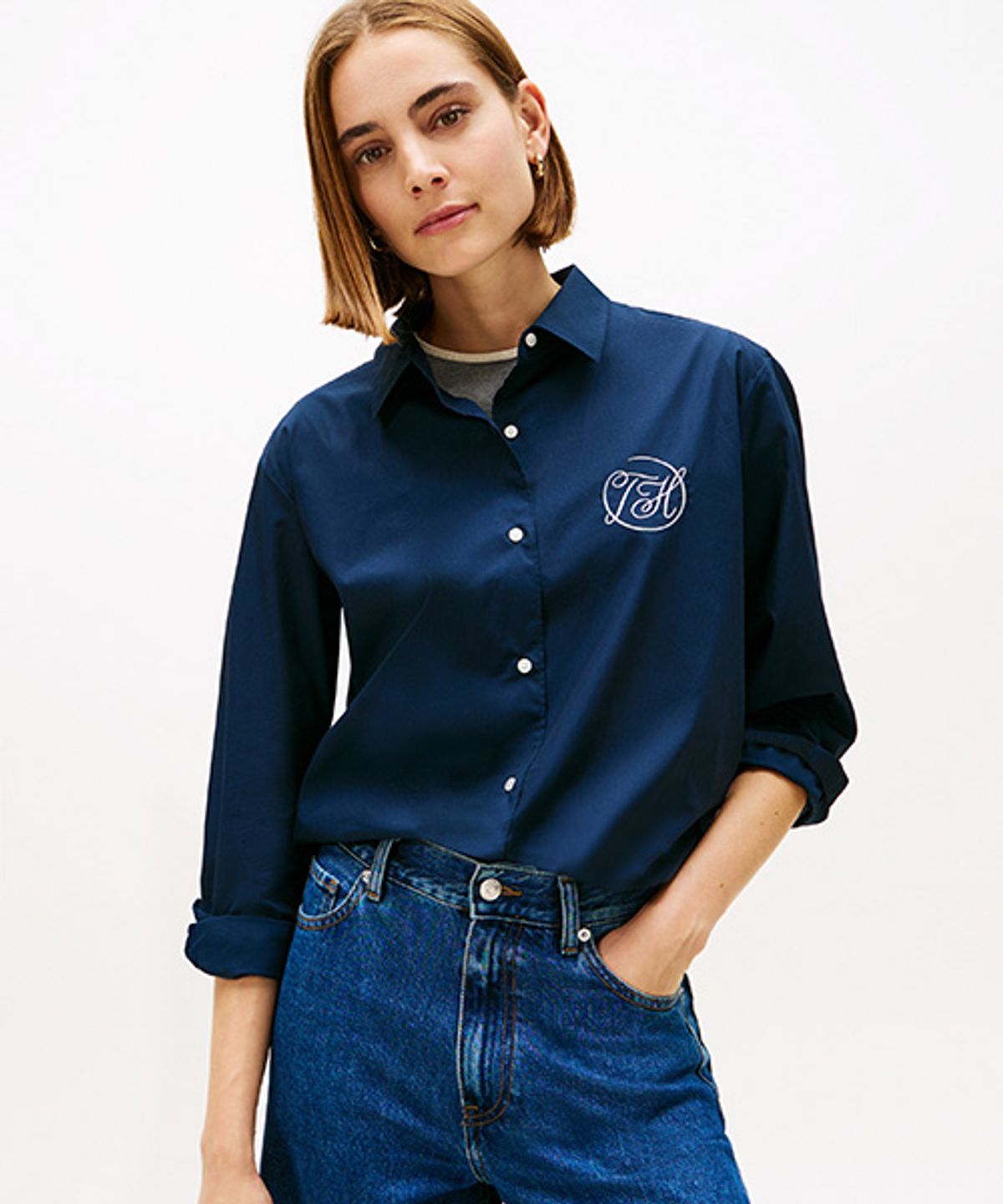 타미힐피거(TOMMY HILFIGER) 포플린 이지 로고 셔츠 (T22G0WSH031WT1C1G)