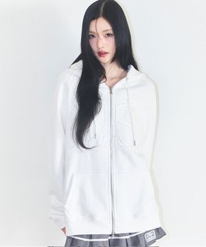 129 로고 패치 후드 집업 화이트
