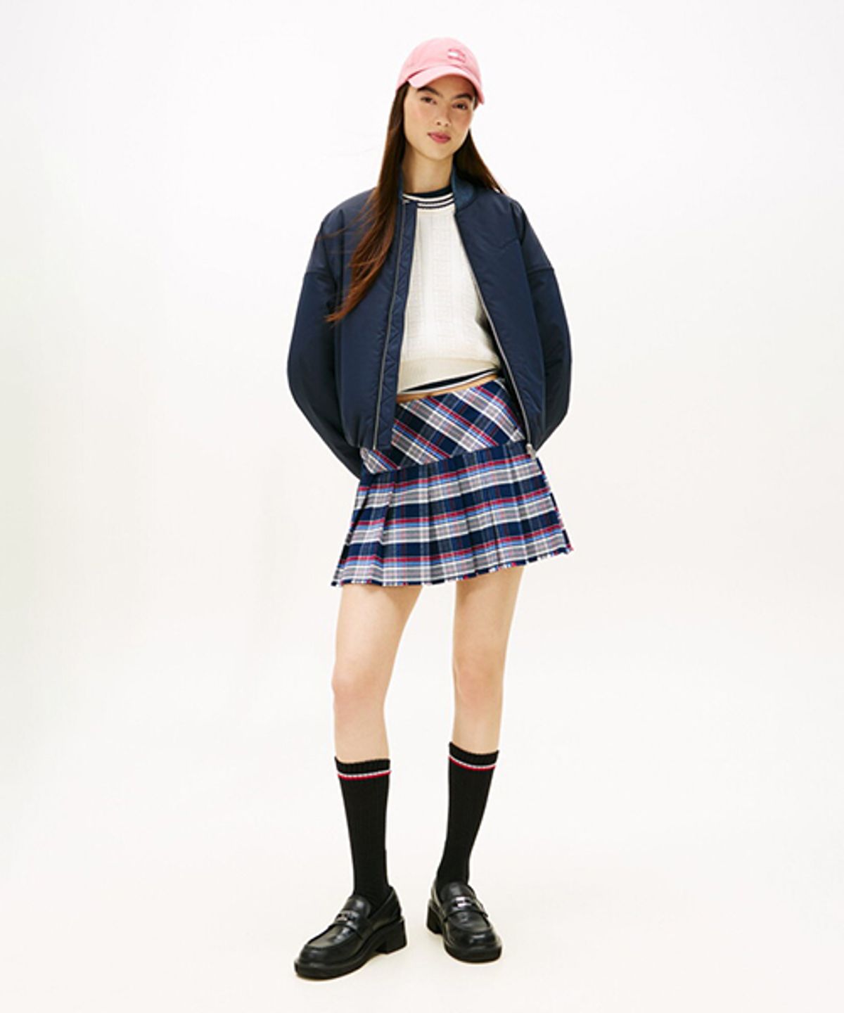 타미진스(TOMMY JEANS) 체크 플리츠 미니 스커트 (T32G0WSC40TWT10MT)