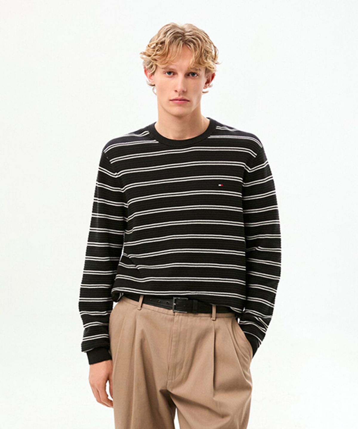 타미힐피거(TOMMY HILFIGER) 시즈널 스트럭쳐 크루넥 스웨터 (T12G0KPO040MT10AP)