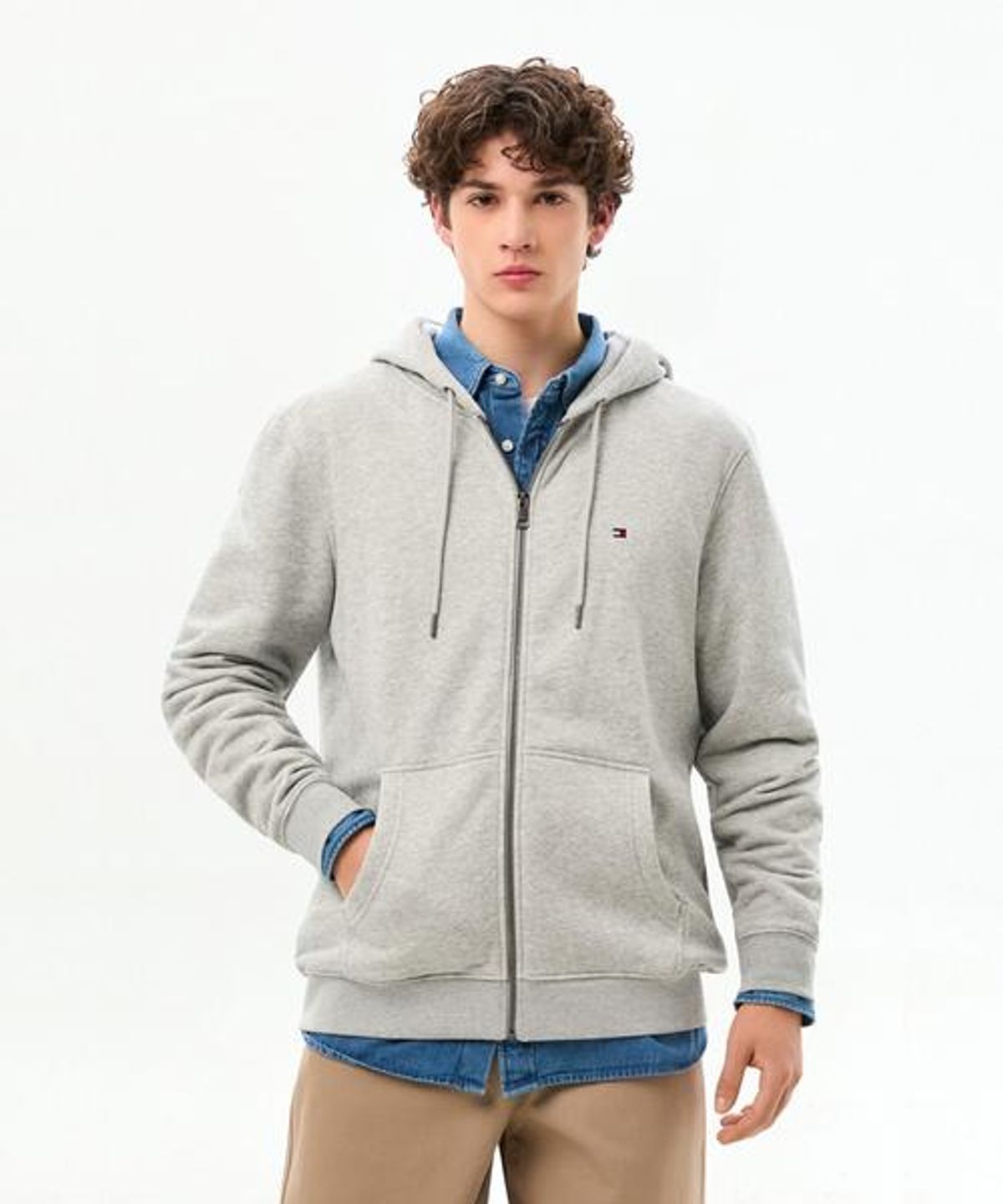 타미힐피거(TOMMY HILFIGER) 플래그 로고 후드 집업 (T12G0TKJ010MT1P01)