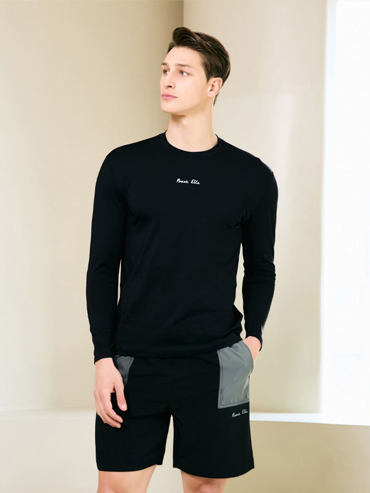 베이직엘르(BASIC ELLE) 남성인 래쉬가드 비치반바지 세트 BEM-Y904K