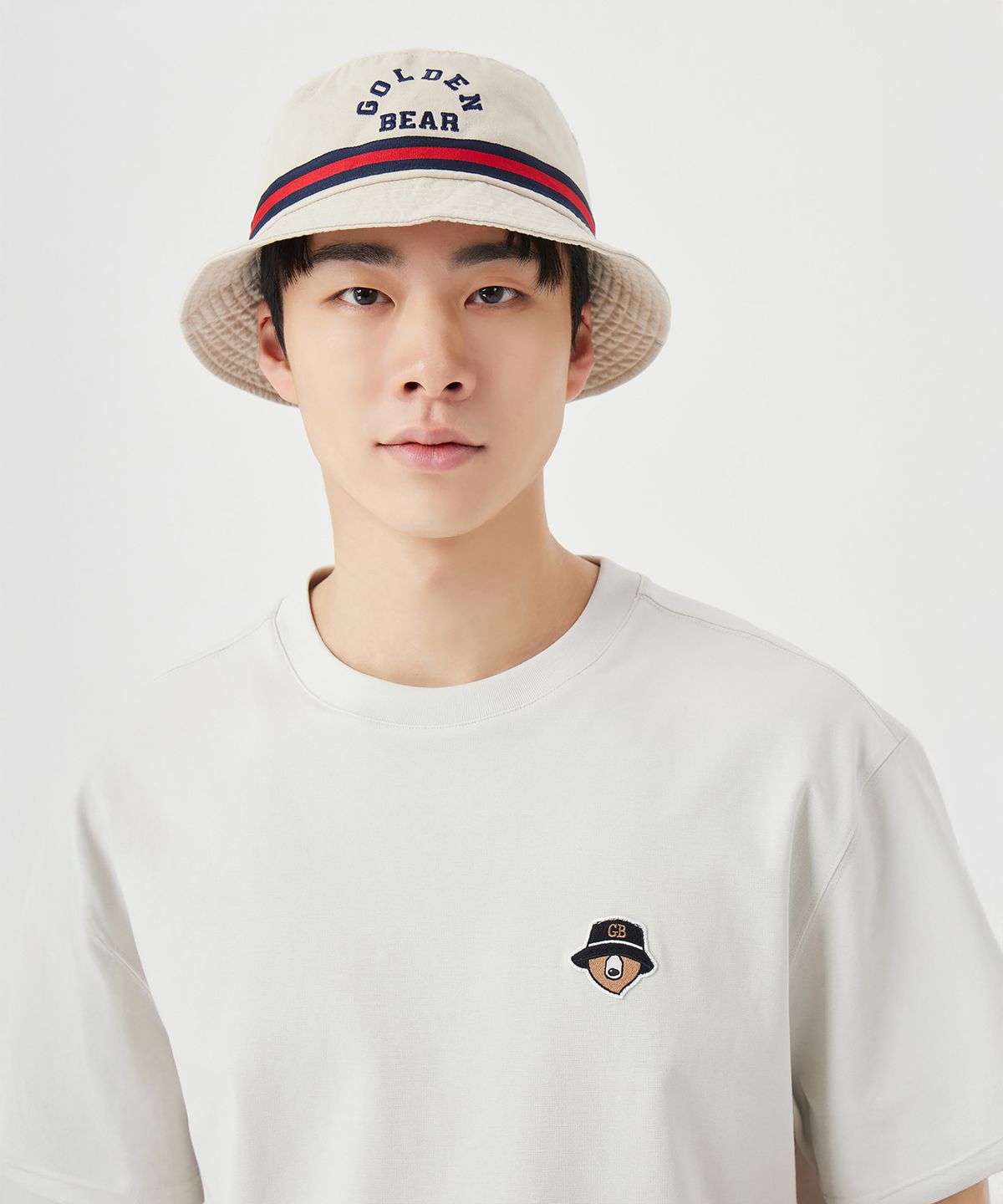 골든베어(GOLDEN BEAR) (U) Tri-Color Taped Bucket Hat G6RAX26121BEX
