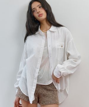 리버넷 오버핏 셔츠-화이트