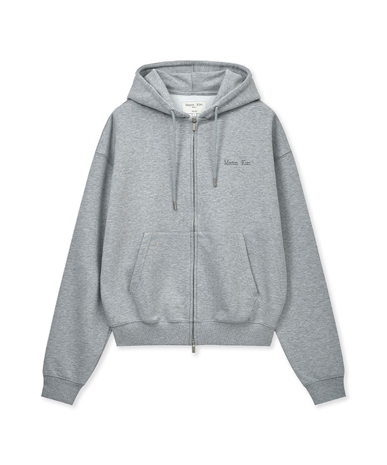 BACK LOGO ESSENTIAL HOODY ZIP UP IN GREY