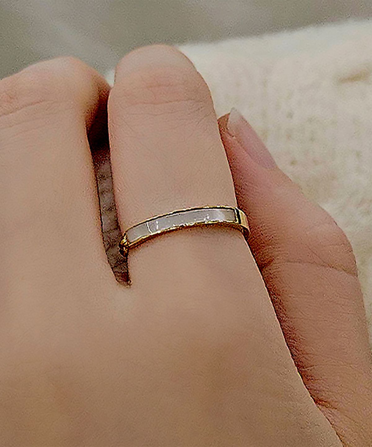 엘렌쥬얼리(HELENE JEWELRY) 925실버 백자개 하프 체인 미스 링 반지