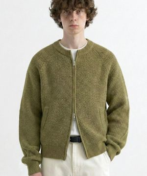 크롭 니트 집업 가디건 라이트카키