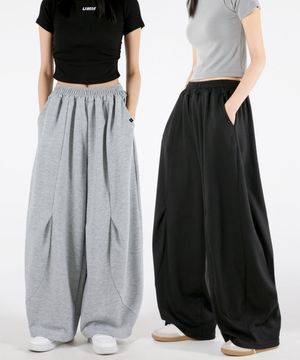 여자 커브드 절개포인트 벌룬와이드팬츠 3COLOR