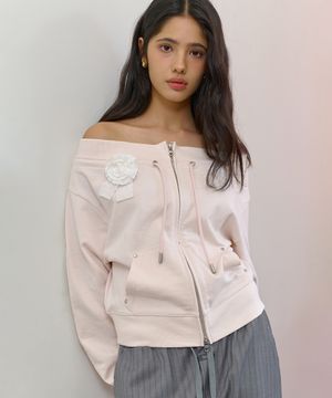 베라 오프숄더 집업-라이트 핑크