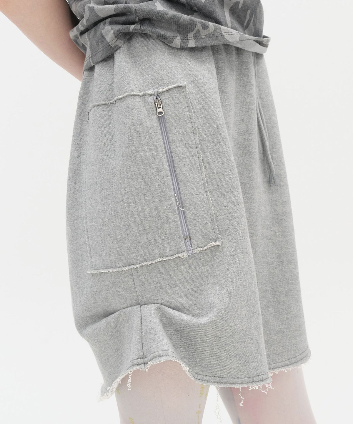 타입서비스(TYPESERVICE) Slit Pocket Jersey Skirt [Gray]