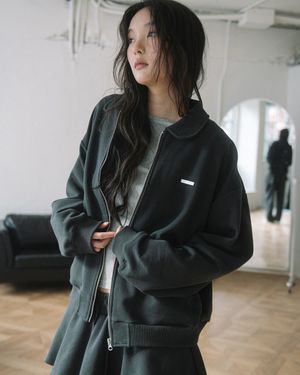 WP ROUND COLLAR ZIP UP JACKET(CHARCOAL)