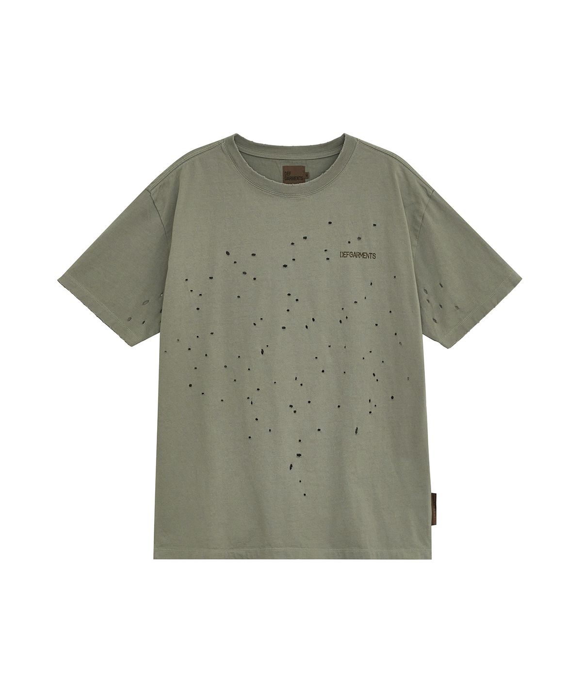 데프가먼츠(DEFGARMENTS) SPIRAL LIZARD DAMAGED T-SHIRTS [KHAKI]