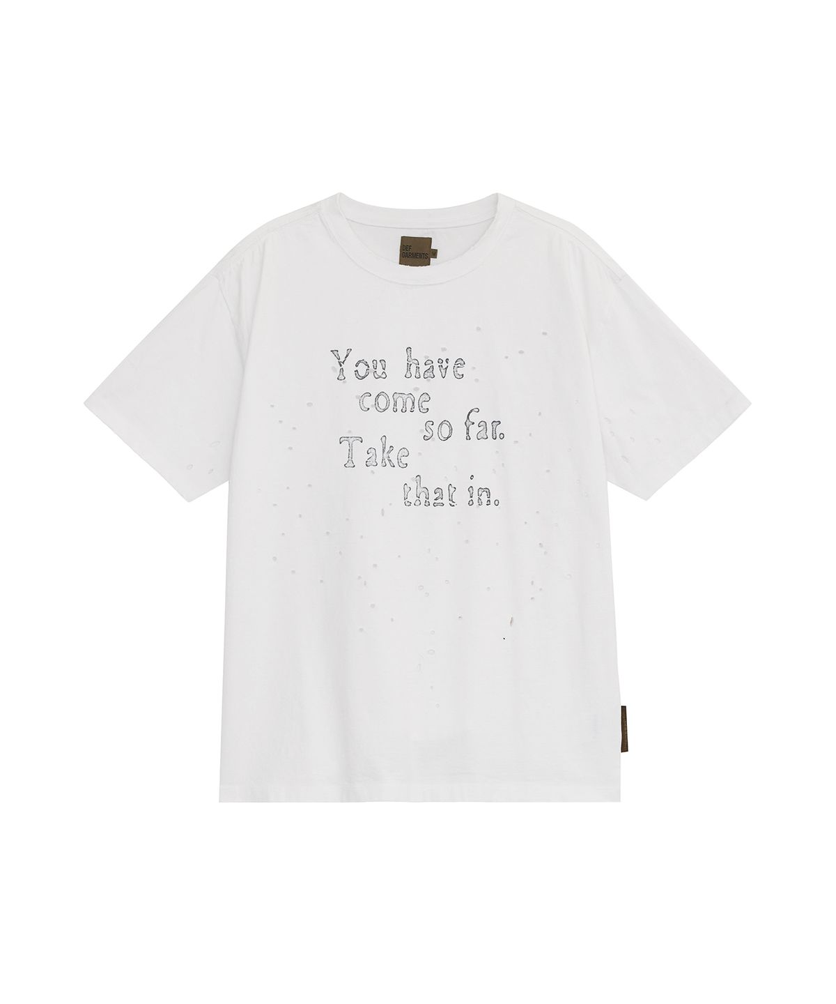 데프가먼츠(DEFGARMENTS) GRUNGE TEXT DAMAGED T-SHIRTS [WHITE]